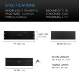 AC Infinity Heavy-Duty Rack Drawer w/ Aluminum Faceplate 3U