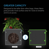 AC Infinity Heavy Duty Square Fabric Pots,  3 Gallon, 5-Pack