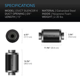 AC Infinity Inline Duct Fan Silencer 4-Inch