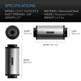 AC Infinity Inline Duct Fan Silencer, 8-Inch
