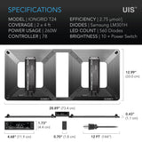 AC Infinity IONGRID T24 Full Spectrum LED Grow Light 260W Samsung