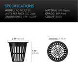 AC Infinity Mesh Net Cups Slotted Pots w/ Wide Lips 2-Inch 50-Pack