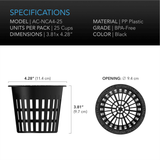 AC Infinity Mesh Net Cups, Slotted Pots with Wide Lips, 4-Inch, 25-Pack