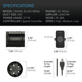 AC Infinity RAXIAL S6 Inline Booster Duct Fan w/ Speed Controller