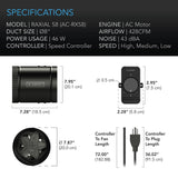 AC Infinity RAXIAL S8 Inline Booster Duct Fan w/ Speed Controller