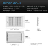 AC Infinity Register Ventilation Grille 6" x 10" White