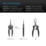 AC Infinity Stainless Steel Curved Pruning Shear, Ergonomic Lightweight, 6.6" Blades, 2-Pack