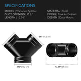 AC Infinity Steel 3-Way Duct Splitter 6-Inch