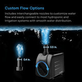 AC Infinity Submersible Water Pump 3-Feet Lift Height 132 GPH (500