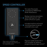 AC Infinity UIS Amphibious Pump 24W, 10-Speed Precision DC Motor, 6-Feet Lift Height, 528 GPH (2000 L/H) for Submersible / Inline Use