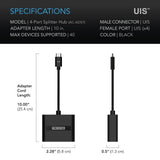 AC Infinity UIS Splitter Hub 4-Port Adapter Dongle Shared Programming