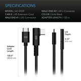AC Infinity UIS to UIS Extension Cable L-Shaped Male to Male 10 ft.