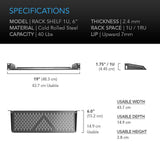 AC Infinity Vented Cantilever 1U Rack Shelf 6"