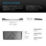 AC Infinity Vented Cantilever 1U Rack Shelf 8"