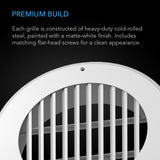 AC Infinity Wall Mount Duct Grille Vent White Steel 8-Inch