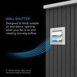 AC Infinity Wall Mount Duct Shutter 4-Inch White Steel