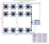ALIEN Hydroponics AERO 12 Pot 3 Row 15L Remote Header Kit