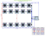 ALIEN Hydroponics AERO 15 Pot 3 Row 15L Remote Header Kit