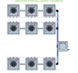 ALIEN Hydroponics AERO 9 Pot 3 Row 30L Compact Header Kit