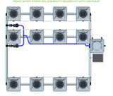 ALIEN Hydroponics RDWC 12 Pot 3 Row 20L Compact Header Kit with Air Pump