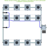 ALIEN Hydroponics RDWC 12 Pot 3 Row 36L Compact Header Kit with Air Pump