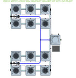 ALIEN Hydroponics RDWC 12 Pot 4 Row 20L Compact Header Kit with Air Pump