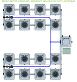 ALIEN Hydroponics RDWC 16 Pot 4 Row 20L Compact Header Kit with Air Pump
