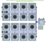 ALIEN Hydroponics RDWC 16 Pot 4 Row 36L Remote Header Kit with Air Pump