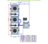 ALIEN Hydroponics RDWC 3 Pot 3 Row 36L Remote Header Kit with Air Pump