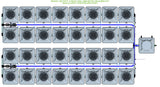 ALIEN Hydroponics RDWC 32 Pot 4 Row 20L Remote Header Kit