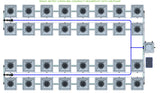 ALIEN Hydroponics RDWC 32 Pot 4 Row 36L Compact Header Kit with Air Pump