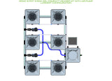 ALIEN Hydroponics RDWC 6 Pot 3 Row 20L Compact Header Kit with Air Pump
