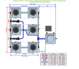 ALIEN Hydroponics RDWC 6 Pot 3 Row 20L Remote Header Kit with Air Pump