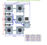 ALIEN Hydroponics RDWC 6 Pot 3 Row 36L Compact Header Kit with Air Pump