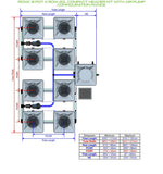 ALIEN Hydroponics RDWC 8 Pot 4 Row 20L Compact Header Kit with Air Pump