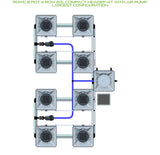 ALIEN Hydroponics RDWC 8 Pot 4 Row 20L Compact Header Kit with Air Pump