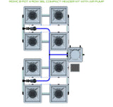 ALIEN Hydroponics RDWC 8 Pot 4 Row 36L Compact Header Kit with Air Pump
