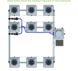 ALIEN Hydroponics RDWC 9 Pot 3 Row 20L Compact Header Kit with Air Pump