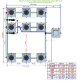 ALIEN Hydroponics RDWC 9 Pot 3 Row 20L Remote Header Kit