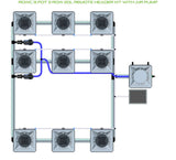 ALIEN Hydroponics RDWC 9 Pot 3 Row 20L Remote Header Kit with Air Pump