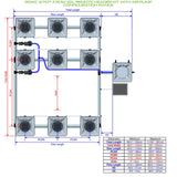 ALIEN Hydroponics RDWC 9 Pot 3 Row 20L Remote Header Kit with Air Pump