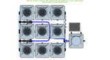 ALIEN Hydroponics RDWC 9 Pot 3 Row 20L Remote Header Kit with Air Pump