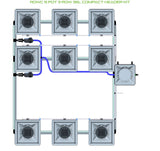 ALIEN Hydroponics RDWC 9 Pot 3 Row 36L Compact Header Kit