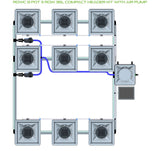 ALIEN Hydroponics RDWC 9 Pot 3 Row 36L Compact Header Kit with Air Pump