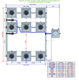 ALIEN Hydroponics RDWC 9 Pot 3 Row 36L Remote Header Kit