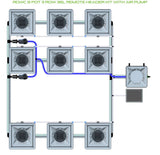 ALIEN Hydroponics RDWC 9 Pot 3 Row 36L Remote Header Kit with Air Pump