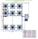 ALIEN Hydroponics RDWC 9 Pot 3 Row 36L Remote Header Kit with Air Pump