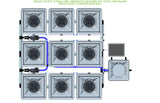 ALIEN Hydroponics RDWC 9 Pot 3 Row 36L Remote Header Kit with Air Pump
