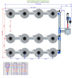 ALIEN Hydroponics V-SYSTEM 12 Pot 3 Row Kit