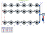ALIEN Hydroponics V-SYSTEM 18 Pot 3 Row Kit